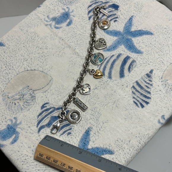 Brighton World Peace Charm Bracelet Retired Silver Plated Chunky Oval Link Chain - Picture 10 of 12